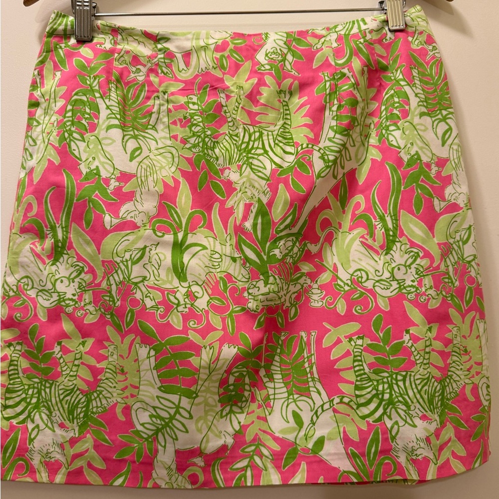 Vintage Lilly Pulitzer Pink and Green A-Line Mini Skirt Resort Wear